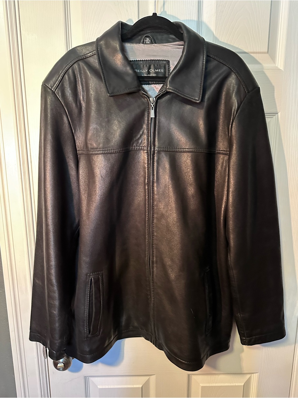 Men’s Black Leather Zip-Up Jacket